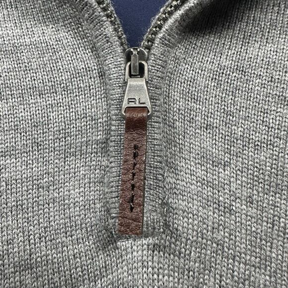 Polo Golf Ralph Lauren Men's XL 1/4 Zip 100% Merino Wool Gray Lined - see info. - Picture 4 of 14